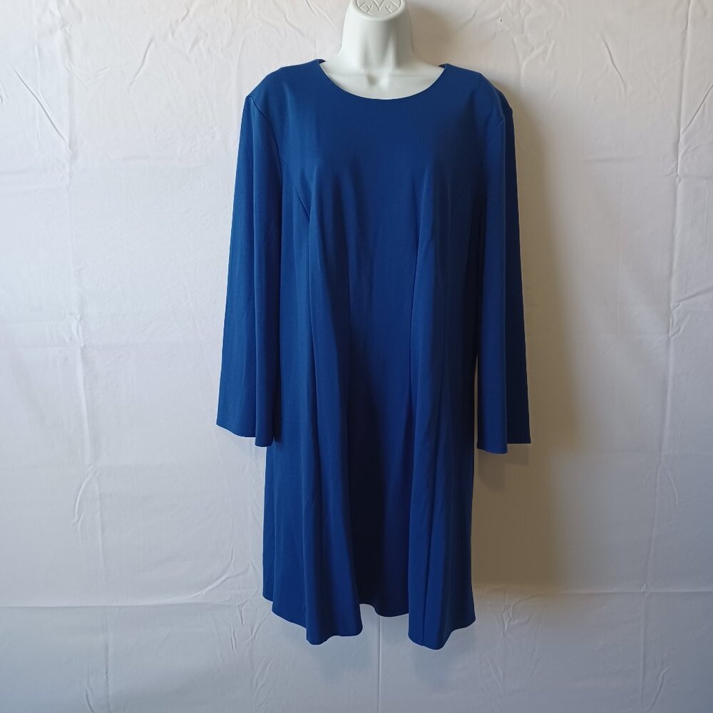 Elizabeth and James dress blue 3/4 sleeve flare a-line knee length professional